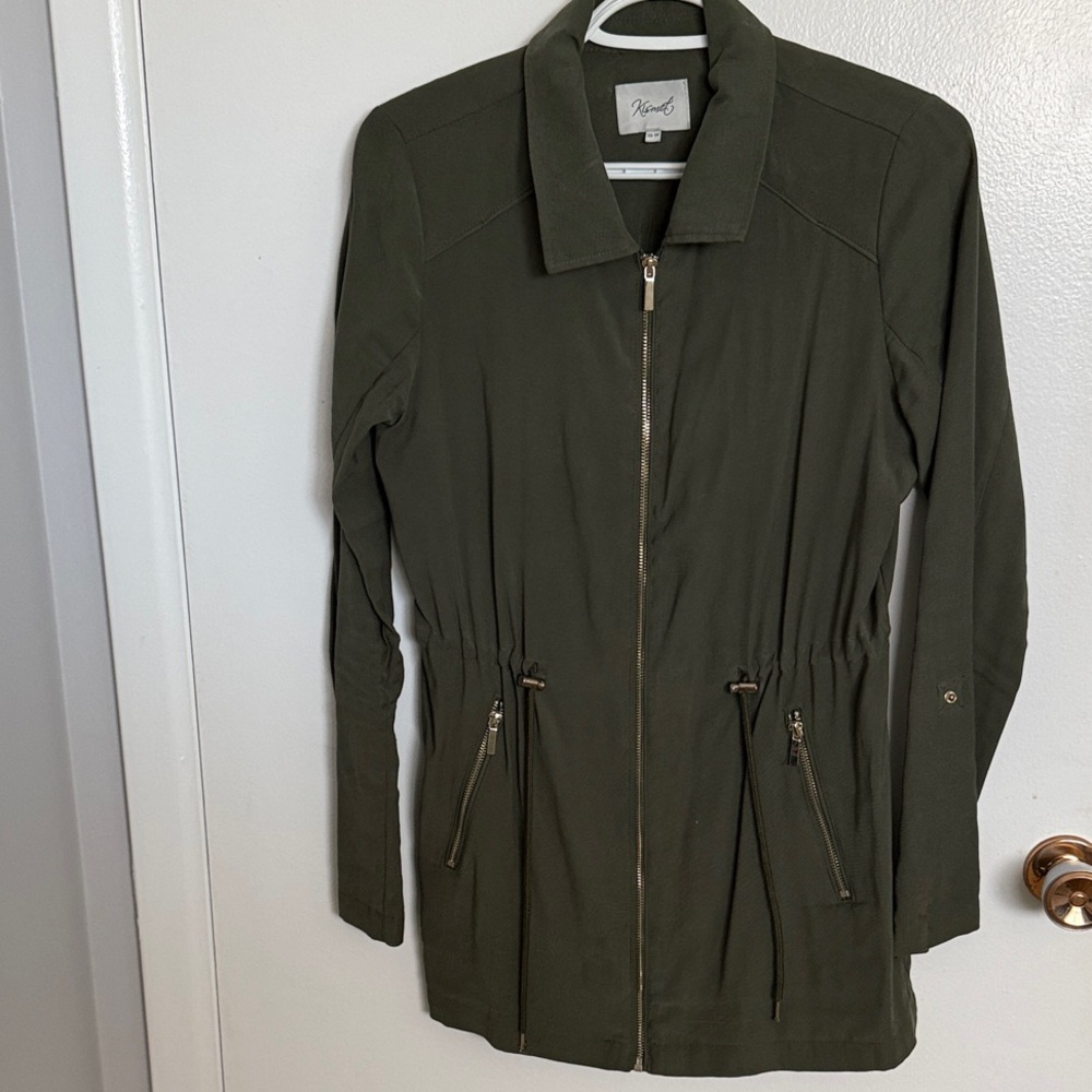 Kensie Olive Green Utility Jacket with Zip Front